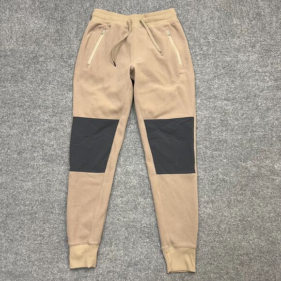 Alo Pants Womens Small Brown Logo Jogger Fleece Yoga High Rise Pocket Drawstring - Picture 1 of 12